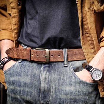 Men’s Genuine Leather Belt – Italian Cowhide with Brass Buckle 13